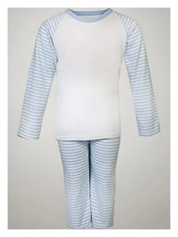 Blue stripe kids pyjamas with white top