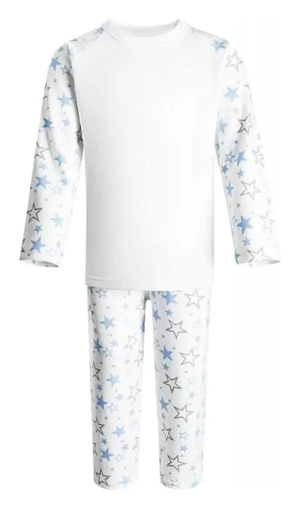 Blue stars kids pyjamas with white top