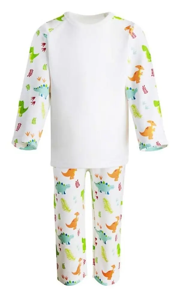 Blank dinosaur kids pyjamas with white top