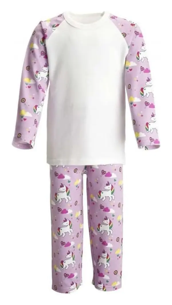 Unicorn kids pyjamas with white top