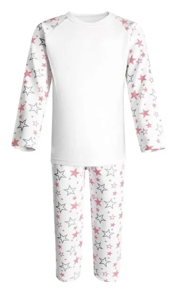 Pink stars kids pyjamas with white top