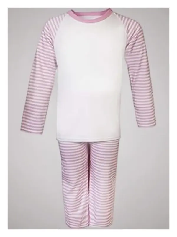 Pink stripe kids pyjamas with white top