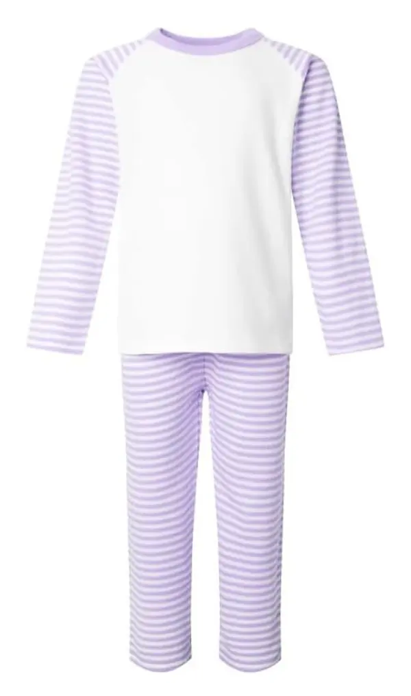 Pastel purple stripe kids pyjamas with white top
