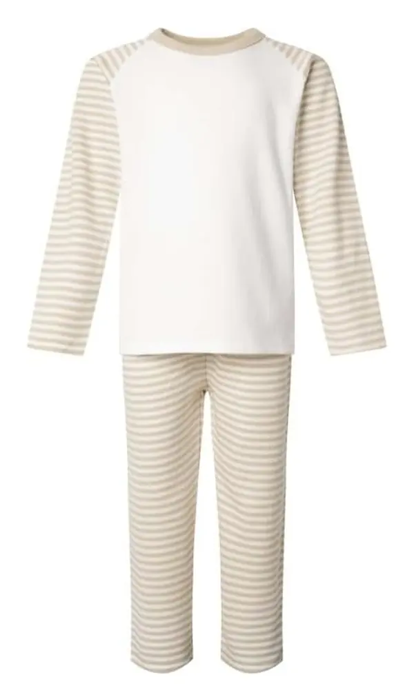 Natural stripe kids pyjamas with white top