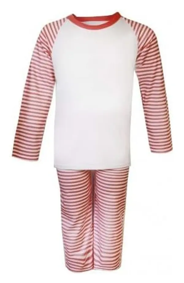 Red stripe kids pyjamas with white top